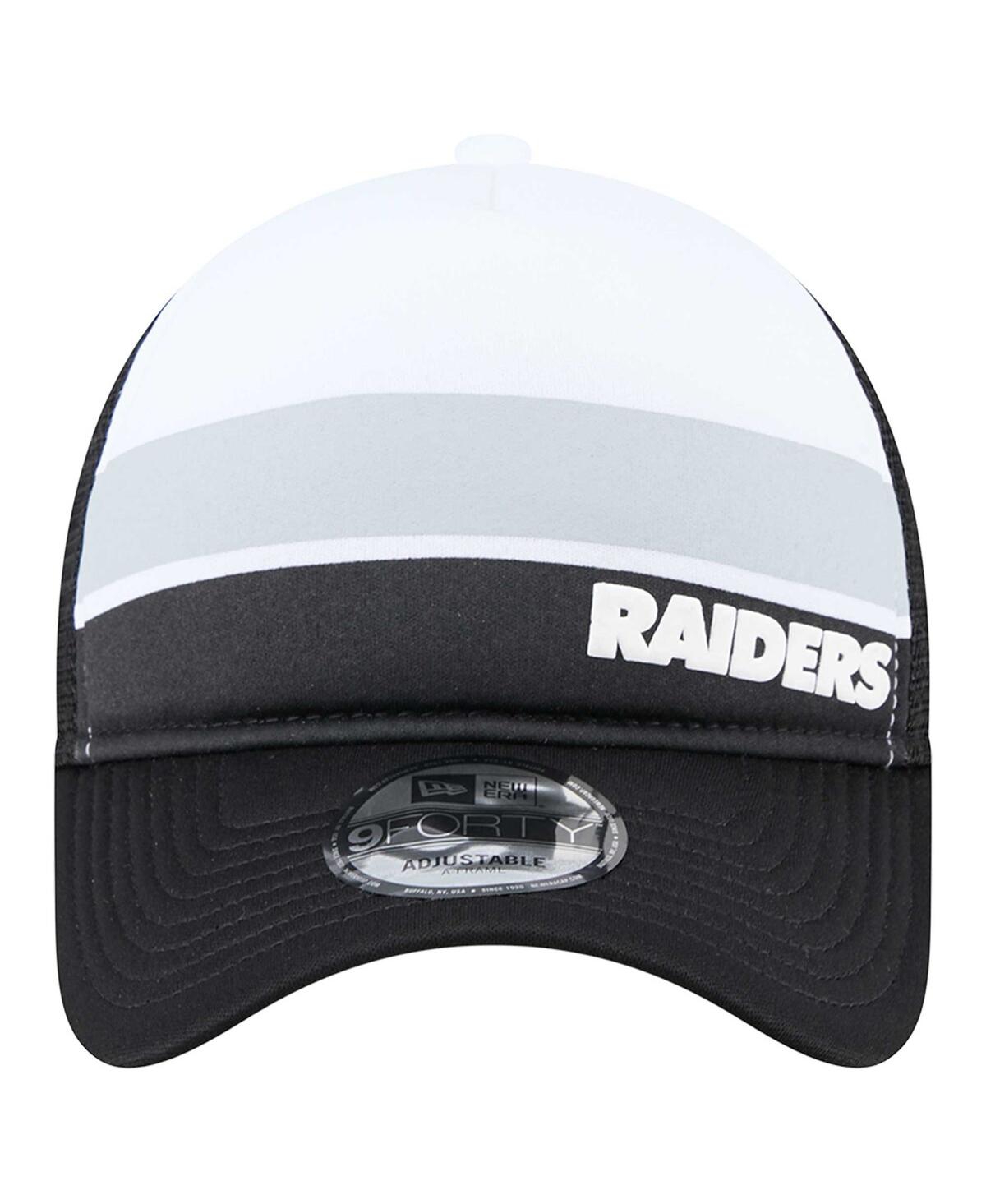 New Era Big Boys And Girls Black Las Vegas Raiders Sport Night Color Block 9forty A-frame Trucker Adjustable In Black