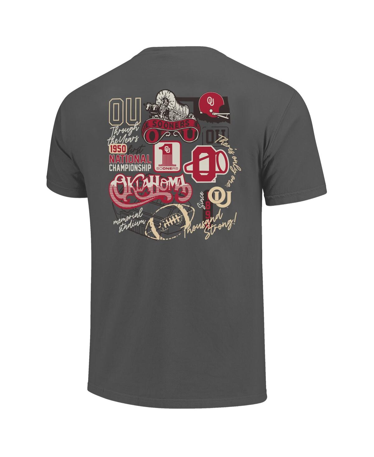 Image One Men's Charcoal Oklahoma Sooners Big Tall Vintage Through The Years Core T-shirt In Gray