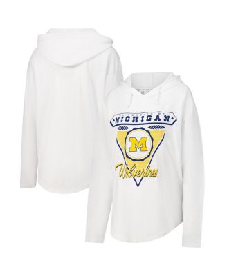Pressbox - Women's White Michigan Wolverines San Bruno Hoodie Long Sleeve T-Shirt