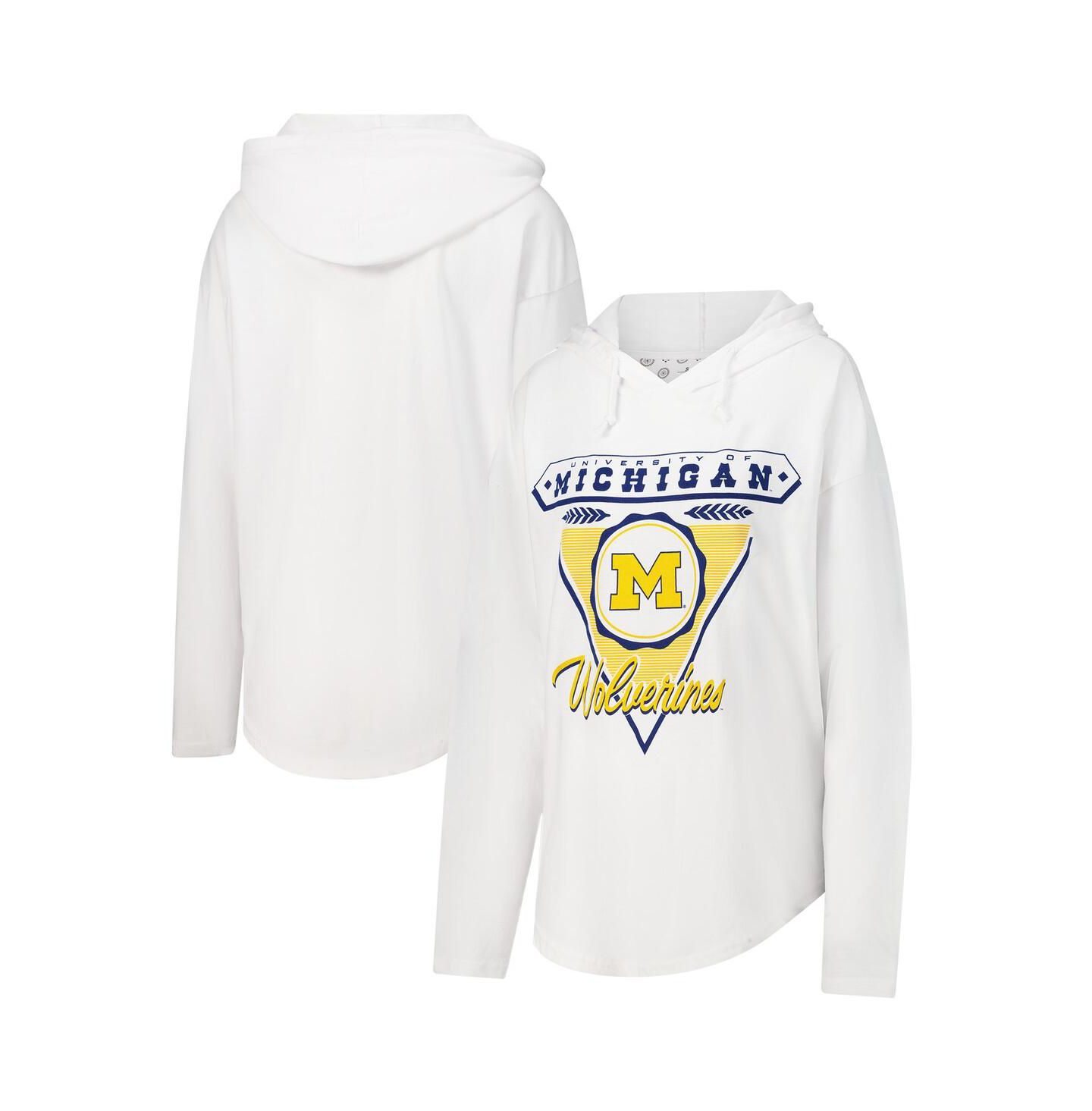 Женское худи Pressbox White Michigan Wolverines San Bruno Long Sleeve T-Shirt — фото 1