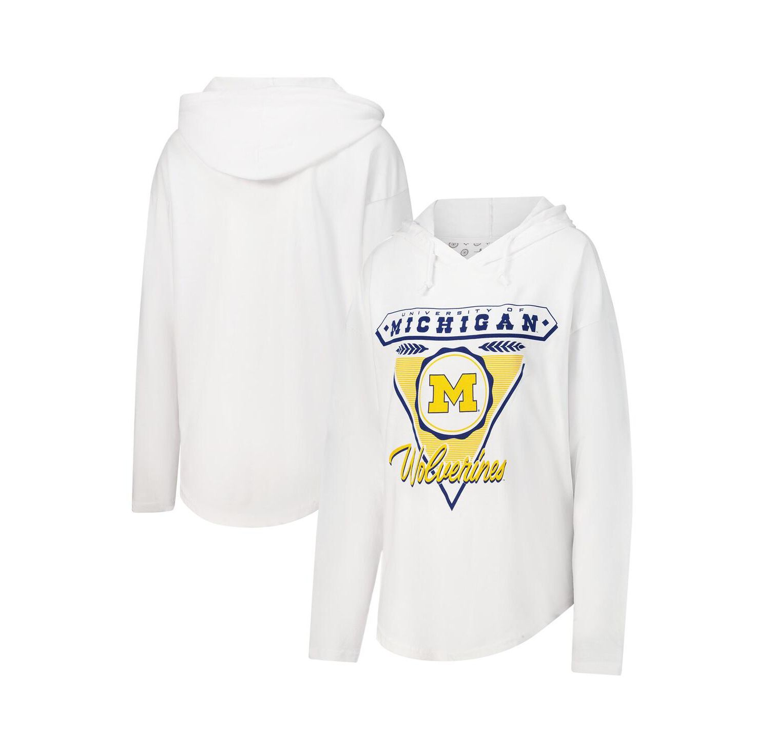 Women's White Michigan Wolverines San Bruno Hoodie Long Sleeve T-Shirt