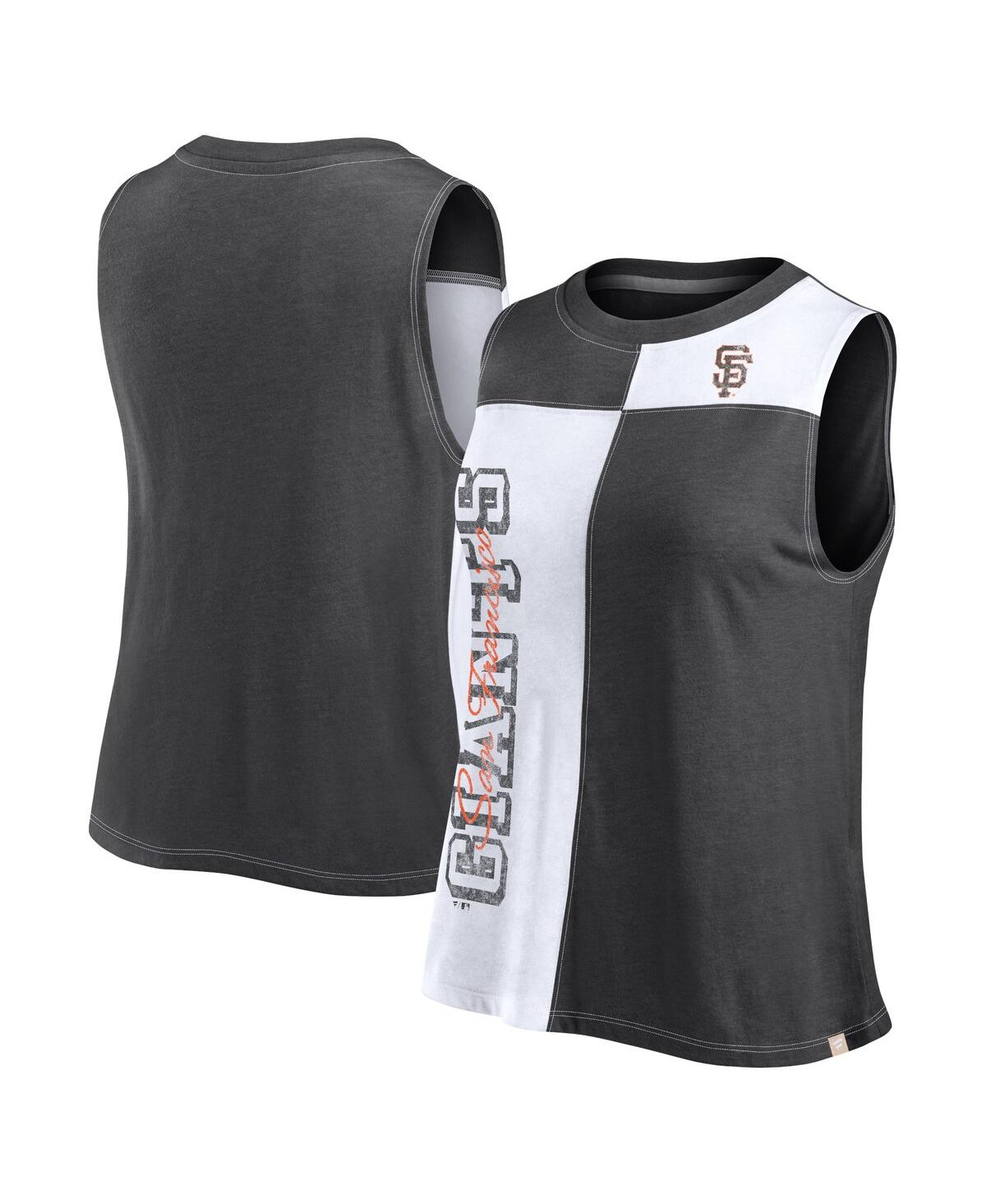 Fanatics Women's Black/white San Francisco Giants Color-block Tank Top In Multi