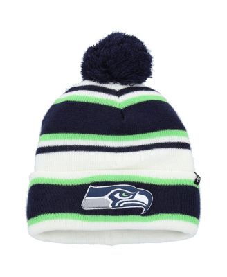 '47 Brand - Big Boys and Girls White Seattle Seahawks Stripling Cuffed with Pom Knit Hat