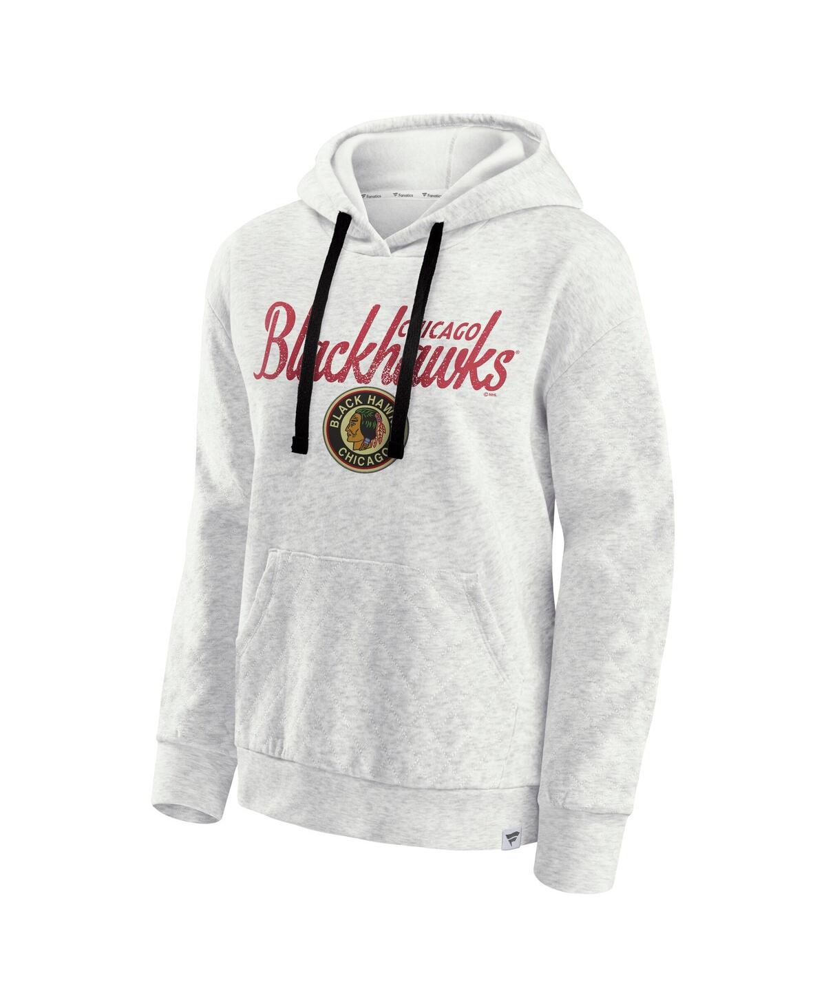 Fanatics Women's Oatmeal Chicago Blackhawks True Classics Quilted Pullover Hoodie In Gray