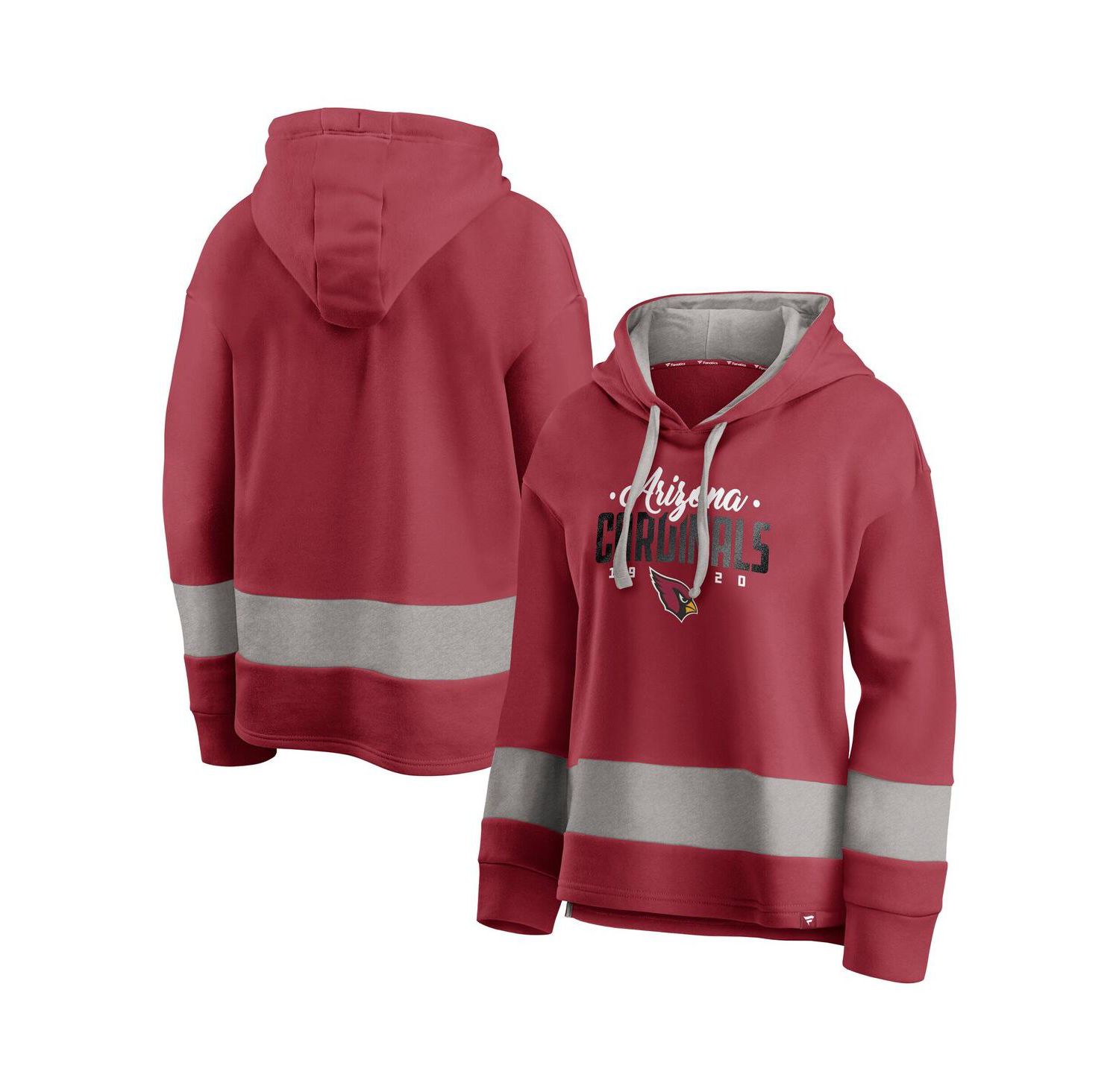 Women's Cardinal/Gray Arizona Cardinals Huddle Up Fundamental Fleece Color Block Pullover Hoodie
