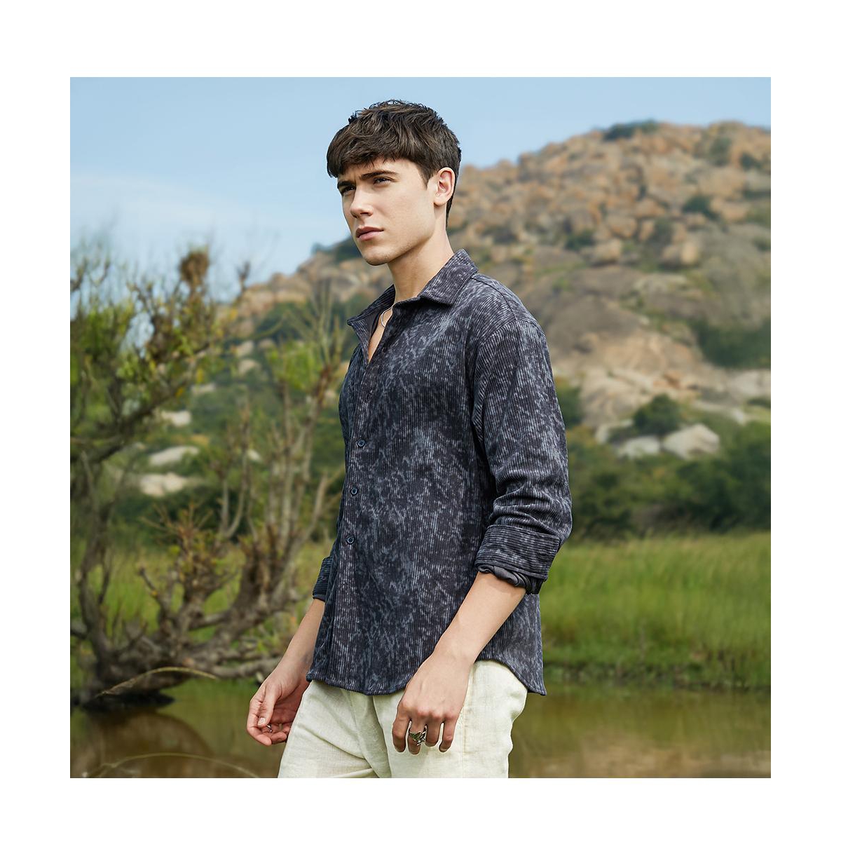 Campus Sutra Faded Corduroy Oversized Shirt