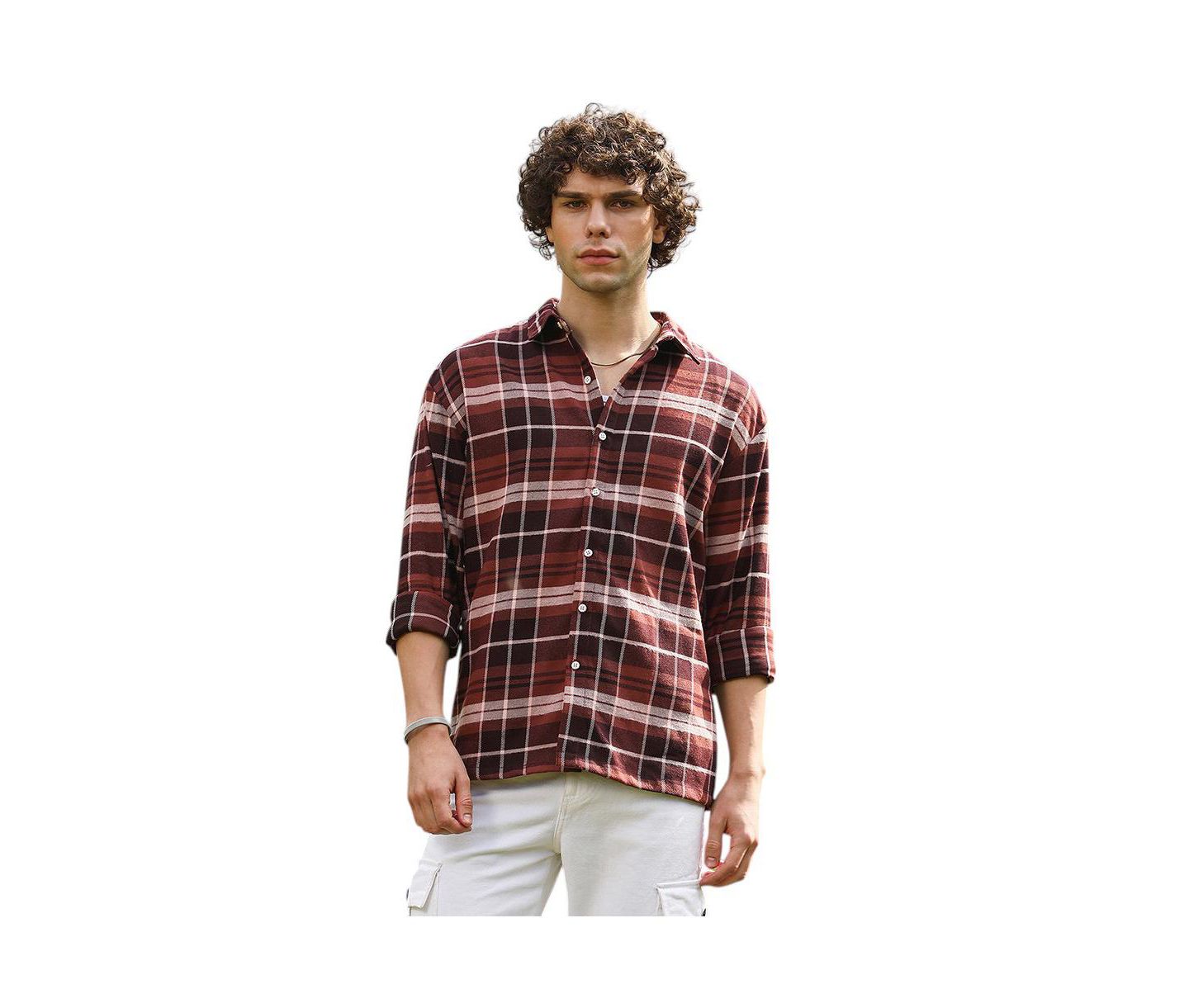 Мужские куртки Cahoot Campus Sutra Tartan Plaid Shacket, цвет: Коричневый — фото 1