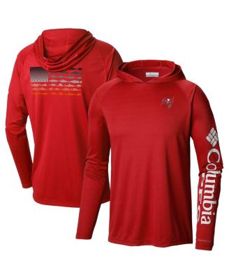 Columbia - Men's Red Tampa Bay Buccaneers Terminal Tackle Long Sleeve Hoodie T-Shirt