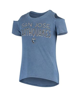 By New Era Big Girls Blue San Jose Earthquakes Cold Shoulder T-Shirt