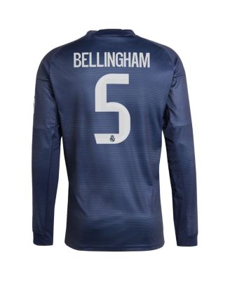 Men's Jude Bellingham Blue Real Madrid 2025/26 Away Long Sleeve Replica Jersey