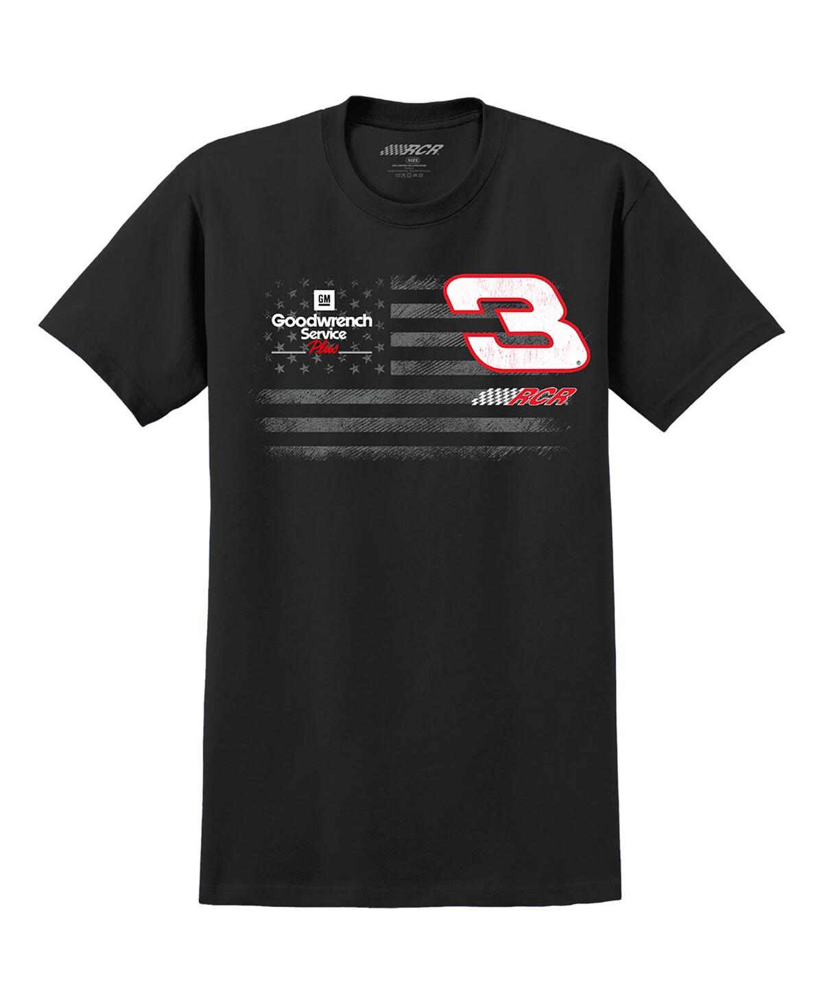 Richard Childress Racing Team Collection Men's Black Dale Earnhardt Flag Tri-blend T-shirt In Black