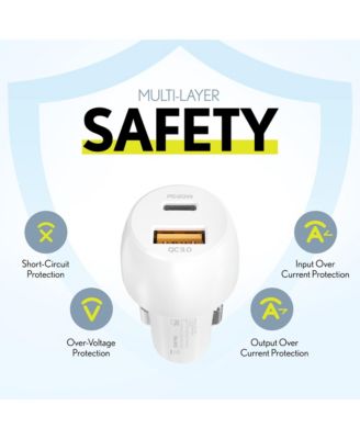 Lightning to C Cable: Dual USB-C PD20W & USB-A Car Charger (OHC10ICX2)