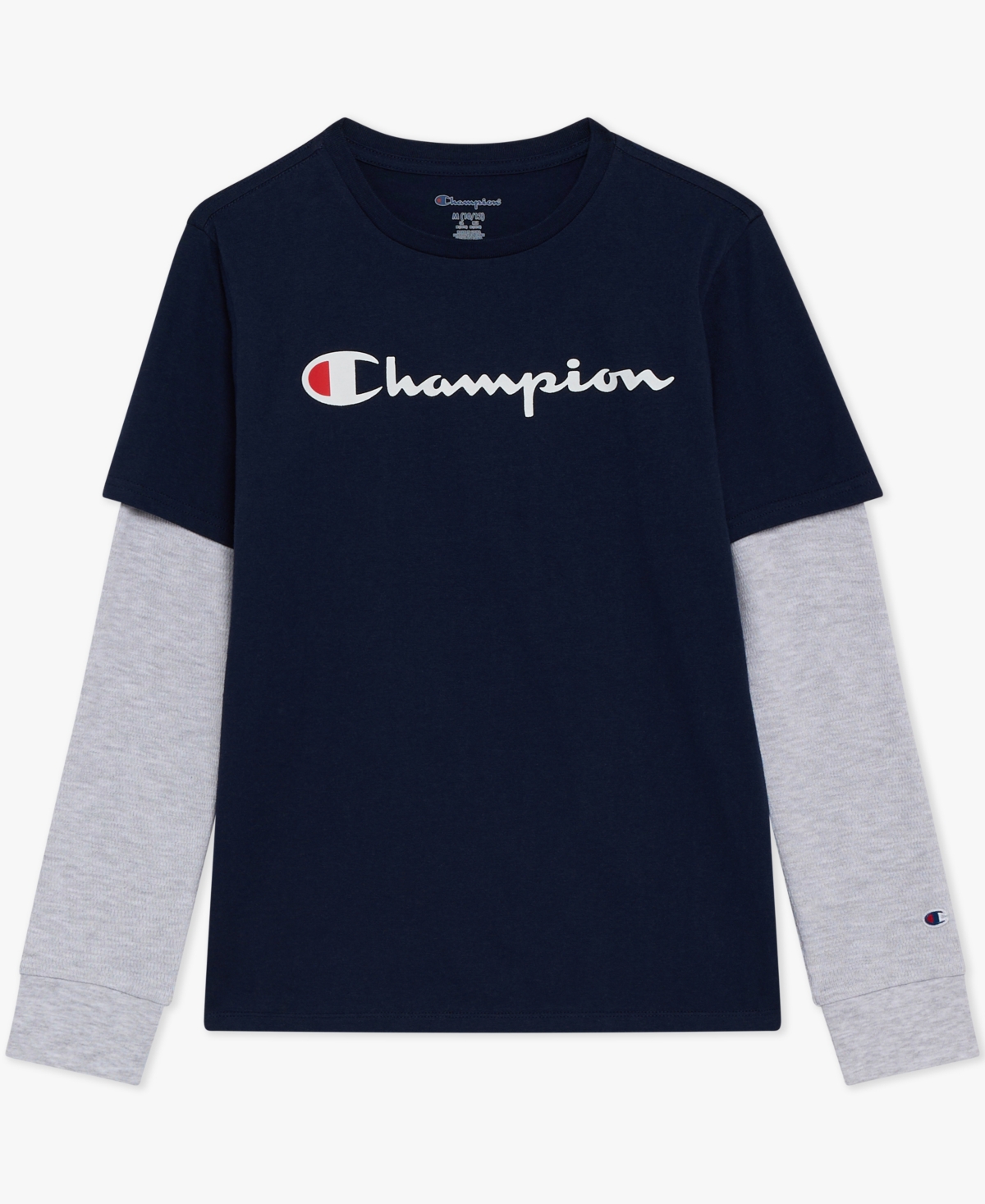 Champion Big Boys Layered-look Logo Graphic T-shirt In Blue