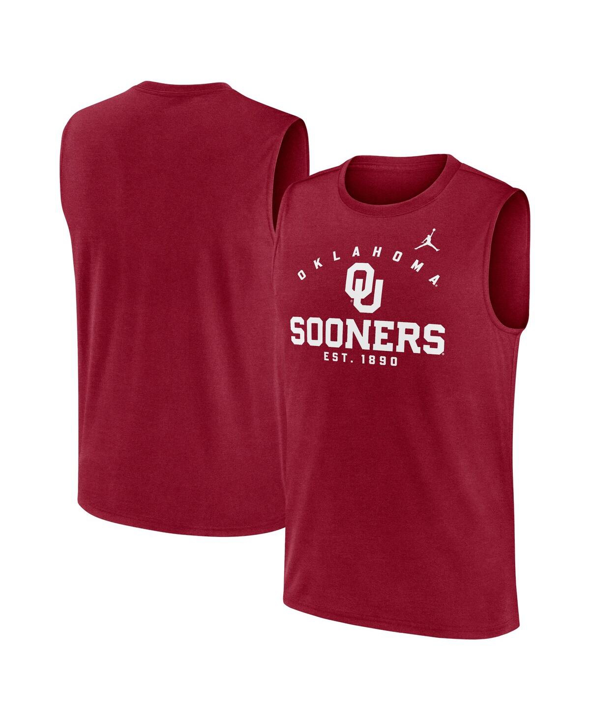 Jordan Men's Crimson Oklahoma Sooners Primetime Legend Mascot Lock Up Performance Muscle T-shirt In Red