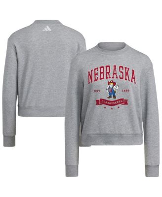 adidas - Women's Gray Nebraska Huskers Pullover Crewneck Sweatshirt