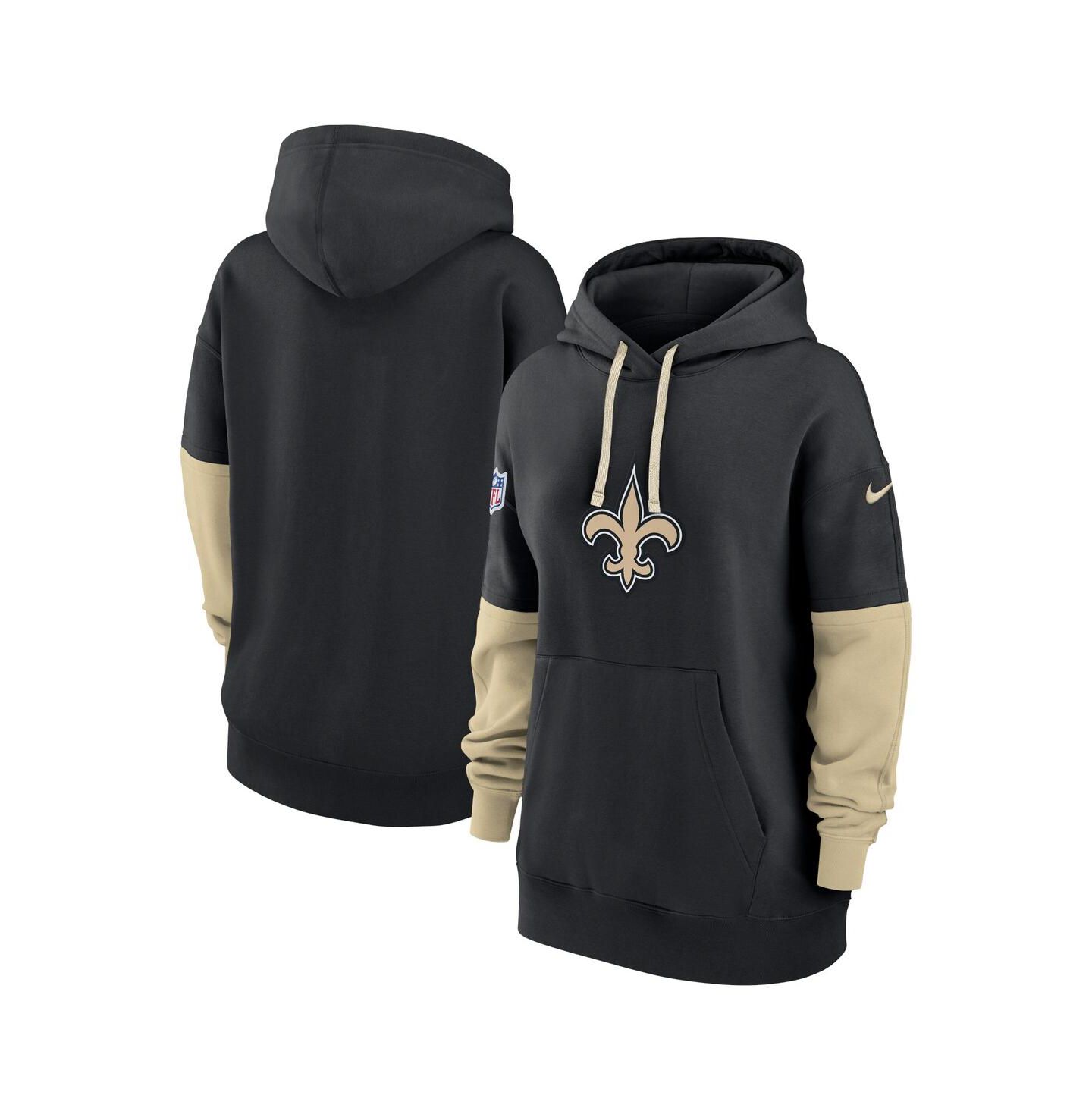 Женское худи Nike Black New Orleans Saints 2024 Sideline Essential Fleece Pullover — фото 1
