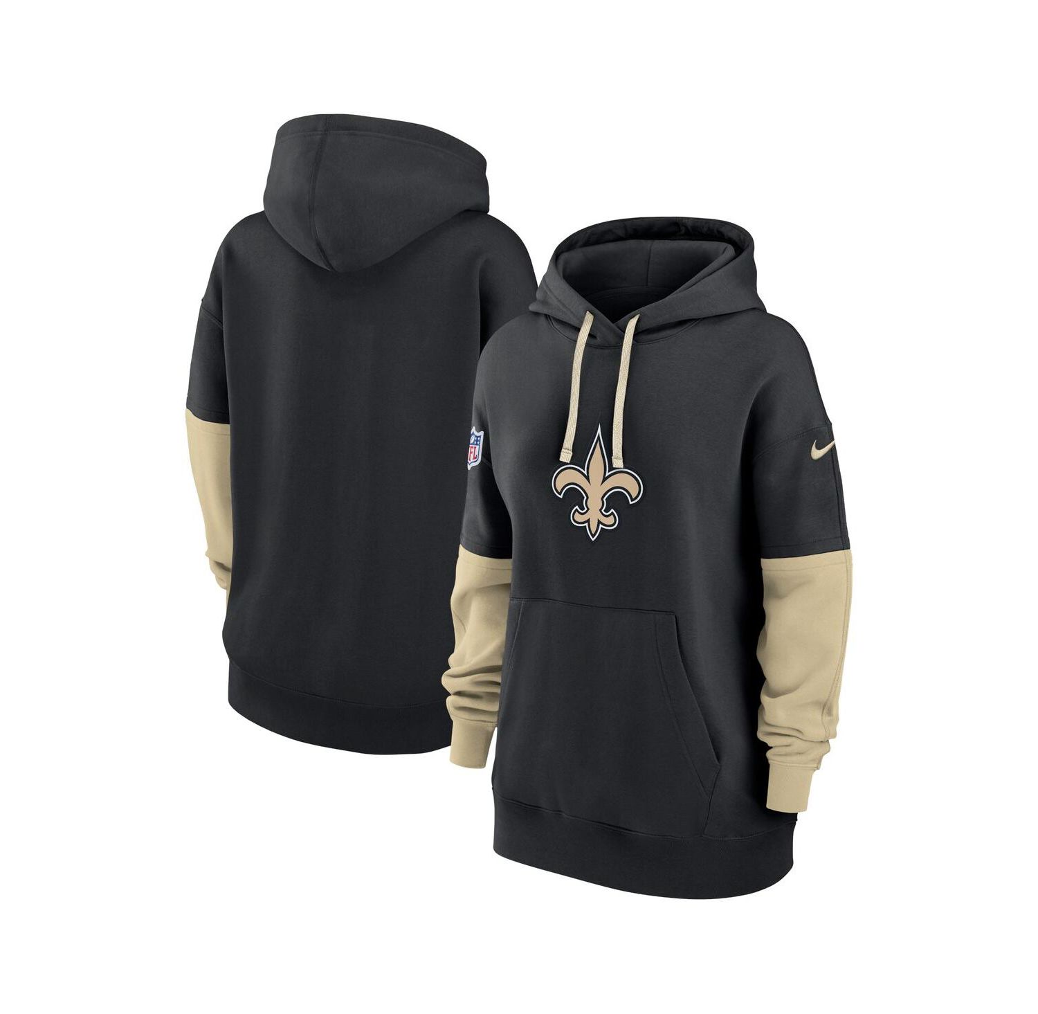 Women's Black New Orleans Saints 2024 Sideline Essential Fleece Pullover Hoodie