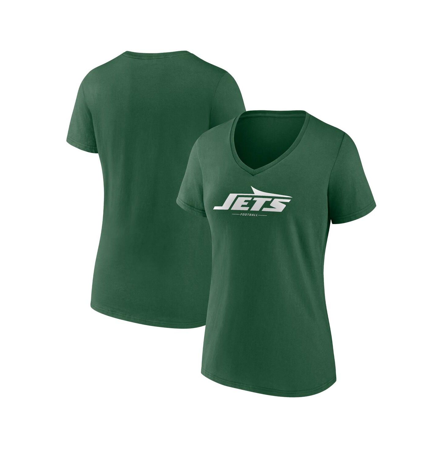Женская футболка Fanatics Green New York Jets Team Lock-Up V-Neck — фото 1