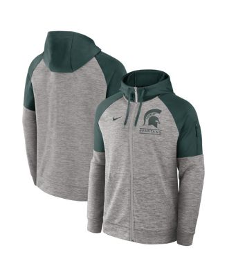 Nike - Men's Heather Gray Michigan State Spartans Fitness Raglan&nbsp;Performance Full-Zip Hoodie