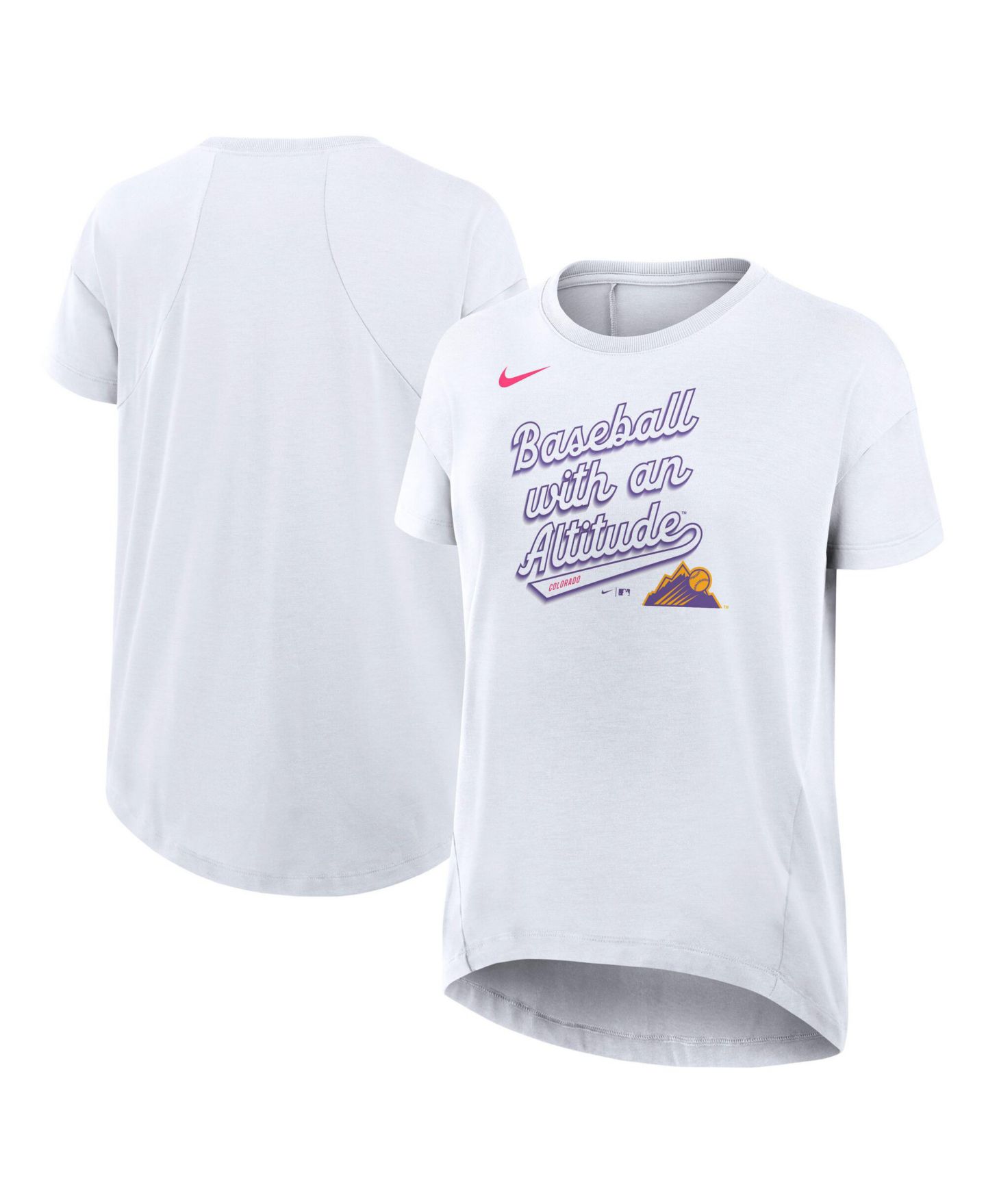 Женская футболка Nike White Colorado Rockies 2025 City Connect Flowy Fashion Tri-Blend Performance — фото 1