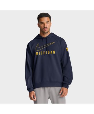Nike - Men's Navy Michigan Wolverines Premium Raglan&nbsp;Performance Pullover Hoodie