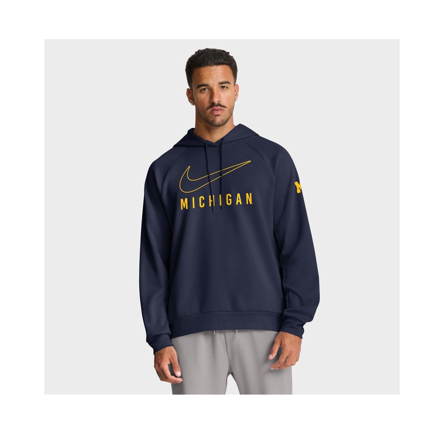 Men's Navy Michigan Wolverines Premium Raglan Performance Pullover Hoodie