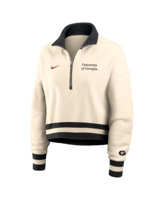 Women's Cream/Black Georgia Bulldogs Legacy Half-Zip Sweatshirt