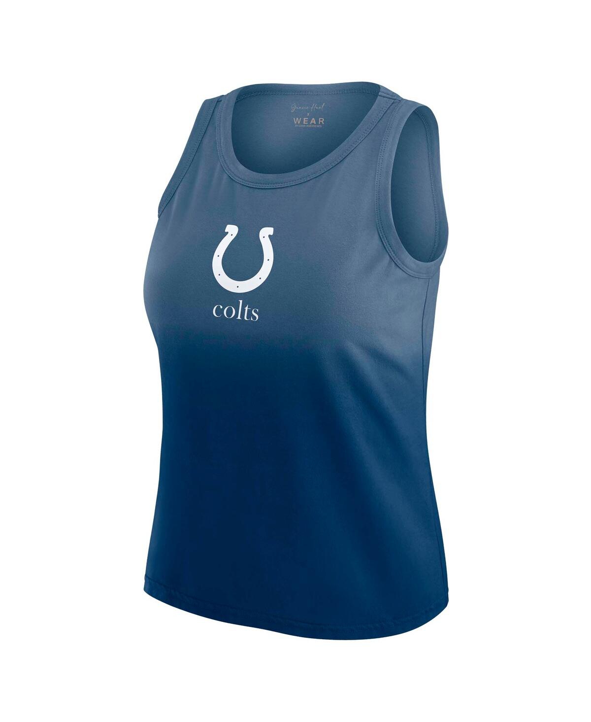 Wear By Erin Andrews X Gracie Women's Hunt Heather Navy Indianapolis Colts Ombre Tank Top In Blue
