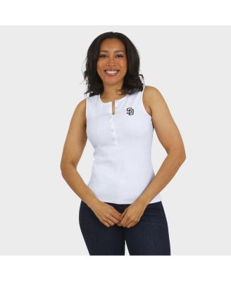 Women's White San Diego Padres Rib-Knit Henley Tank Top
