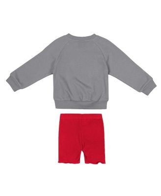 Girls Toddler 2- Piece Gray/Scarlet Ohio State Buckeyes Beta Fleece Sweatshirt and Shorts Set