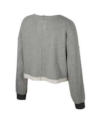 Women's Charcoal West Virginia Mountaineers Magnum Scoop Neck Cropped Pullover Sweatshirt