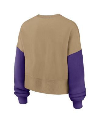 Women's Tan Minnesota Vikings Oversized Rewind Pullover Sweatshirt