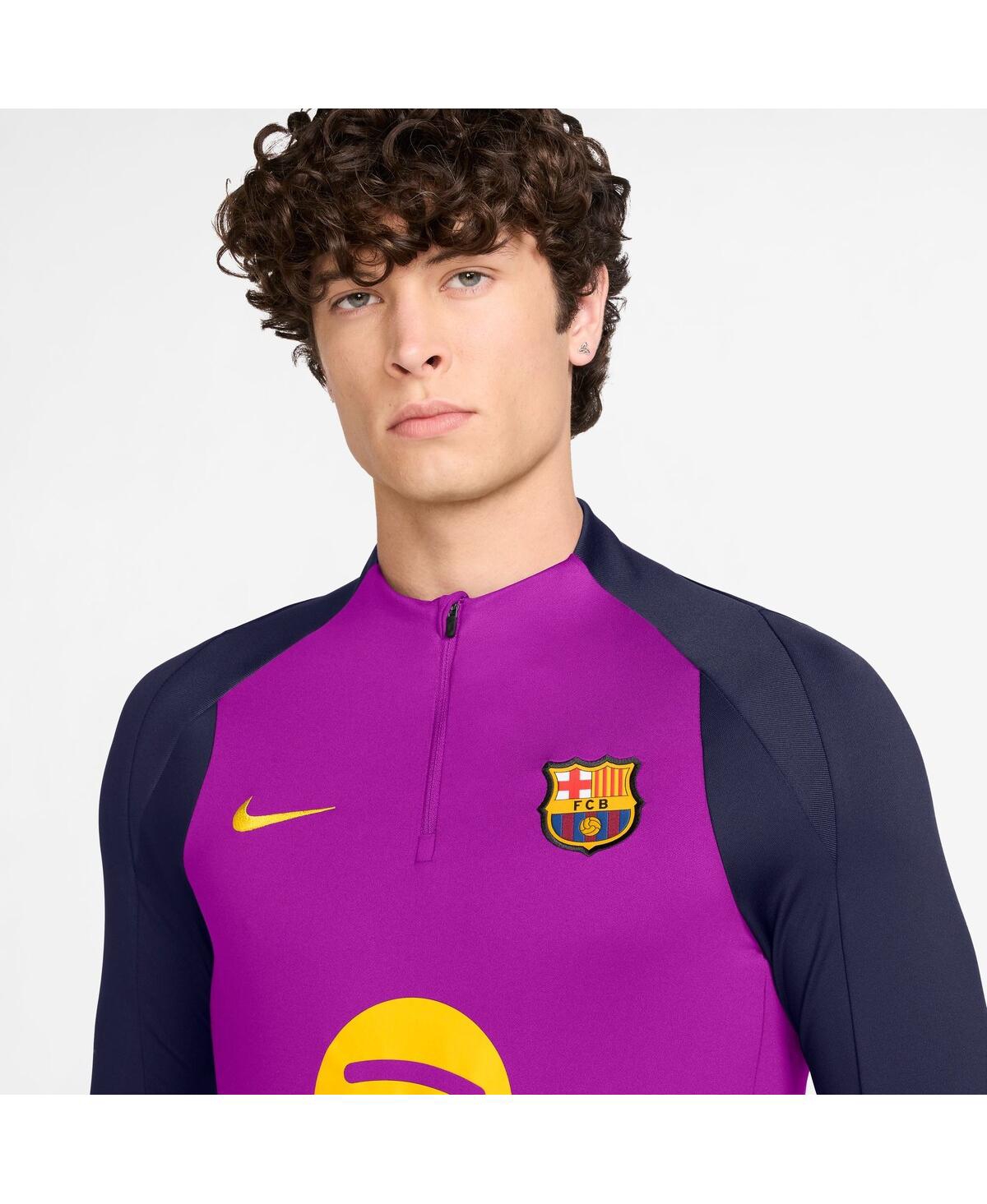 Nike Men's Purple Barcelona 2025/26 Strike Drill Quarter-zip Long Sleeve Performance Sweatshirt In Purple