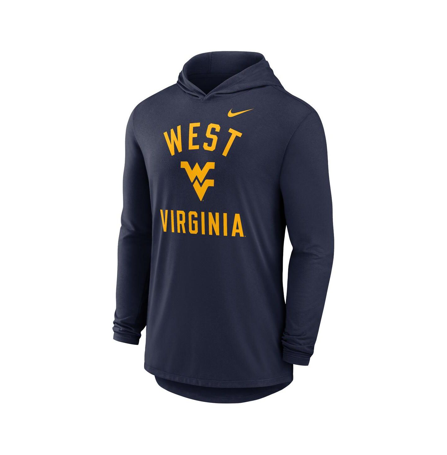 Мужское худи Nike Navy West Virginia Mountaineers Classic Arch Tri-Blend Performance Long Sleeve T-Shirt — фото 2