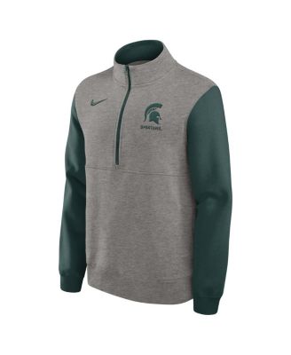 Men's Heather Gray/Green Michigan State Spartans Club Fleece Half-Zip Pullover Sweatshirt