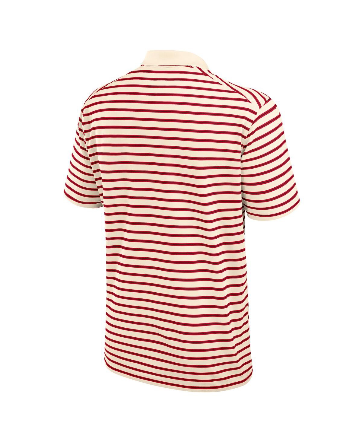 Nike Cream Ohio State Buckeyes Solid Foundation Striped Performance Polo In Red