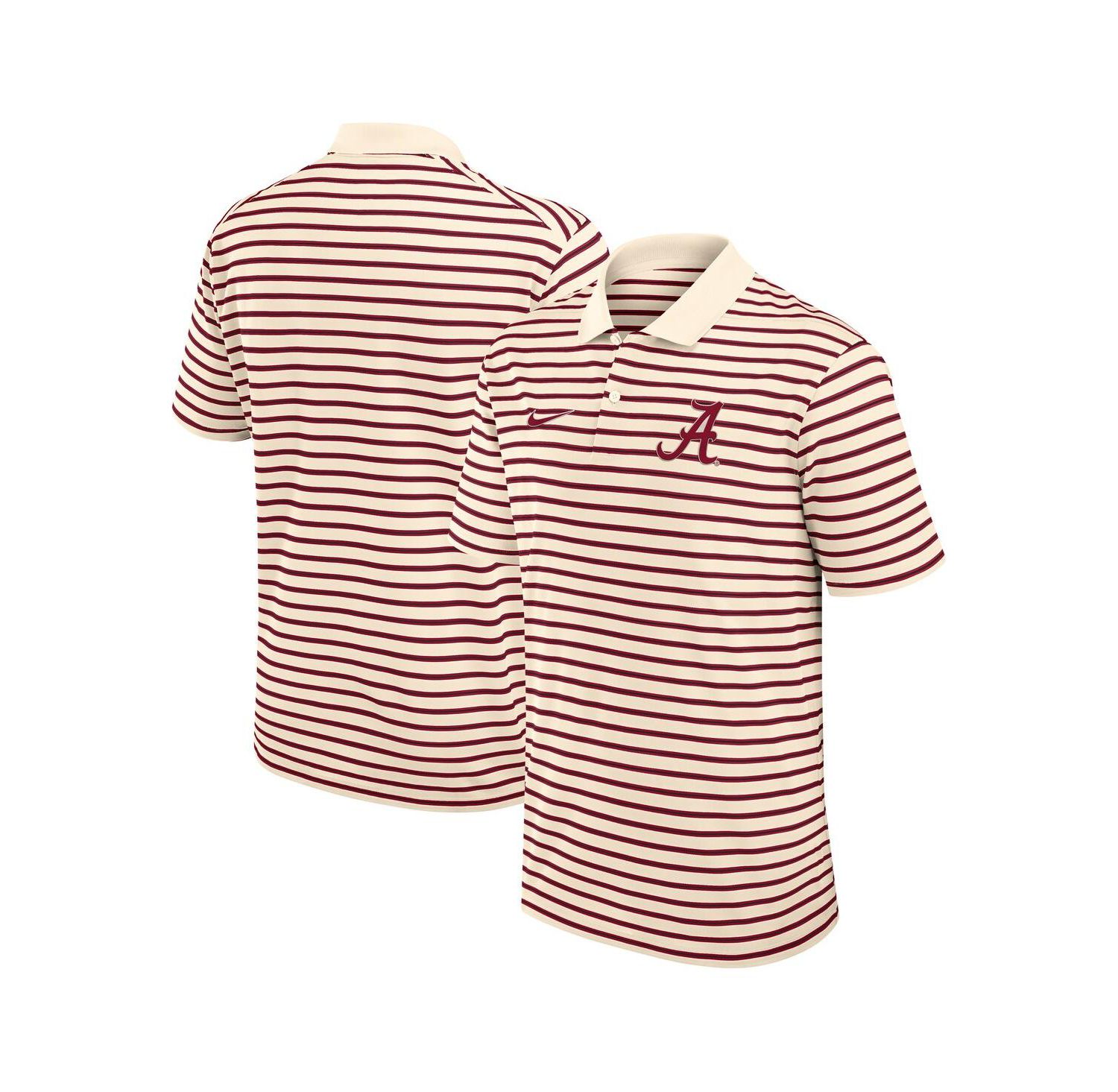 Men's Cream/Crimson Alabama Crimson Tide Solid Foundation Striped Performance Polo Shirt