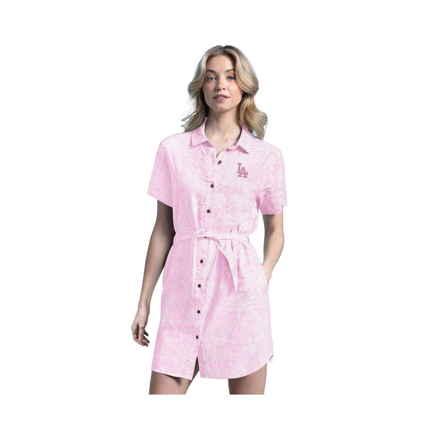 Women's Pink Los Angeles Dodgers Palm Linen Dress