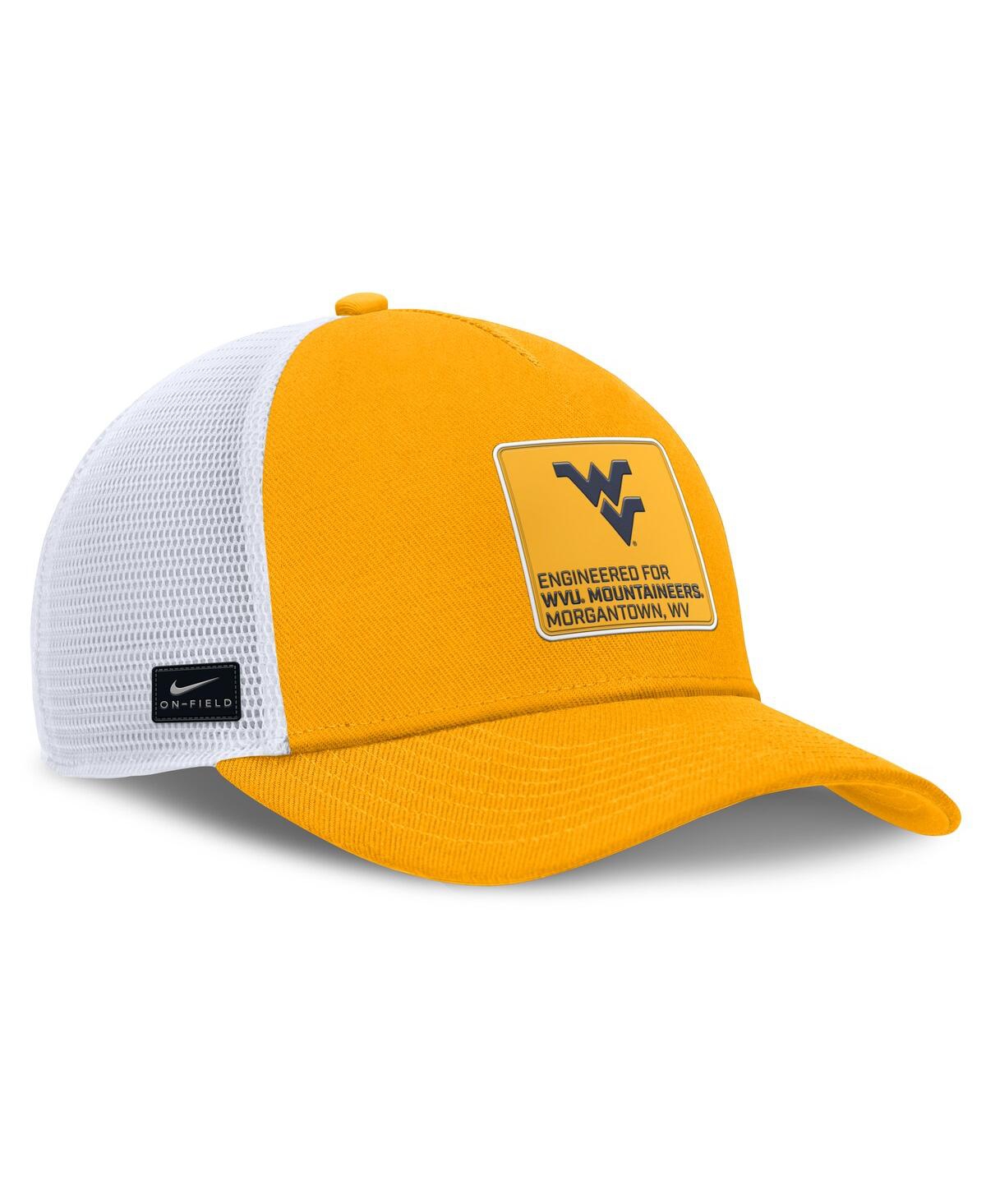 Nike Men's Gold/white West Virginia Mountaineers 2025 On-field Rise Engineered Trucker Adjustable Hat In Multi