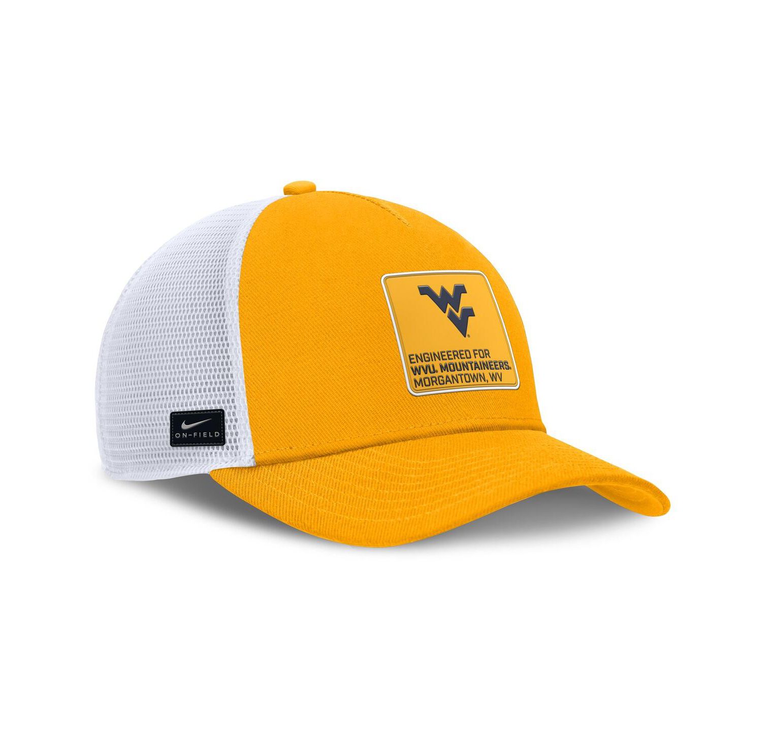 Men's Gold/White West Virginia Mountaineers 2025 On-Field Rise Engineered Trucker Adjustable Hat