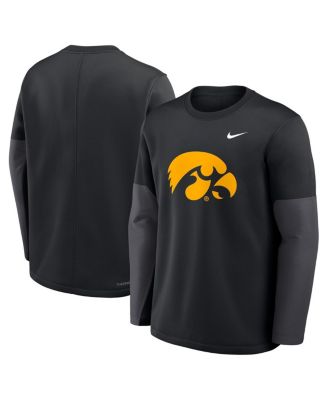 Men's Black Iowa Hawkeyes 2025 Sideline Coach Performance Long Sleeve T-Shirt
