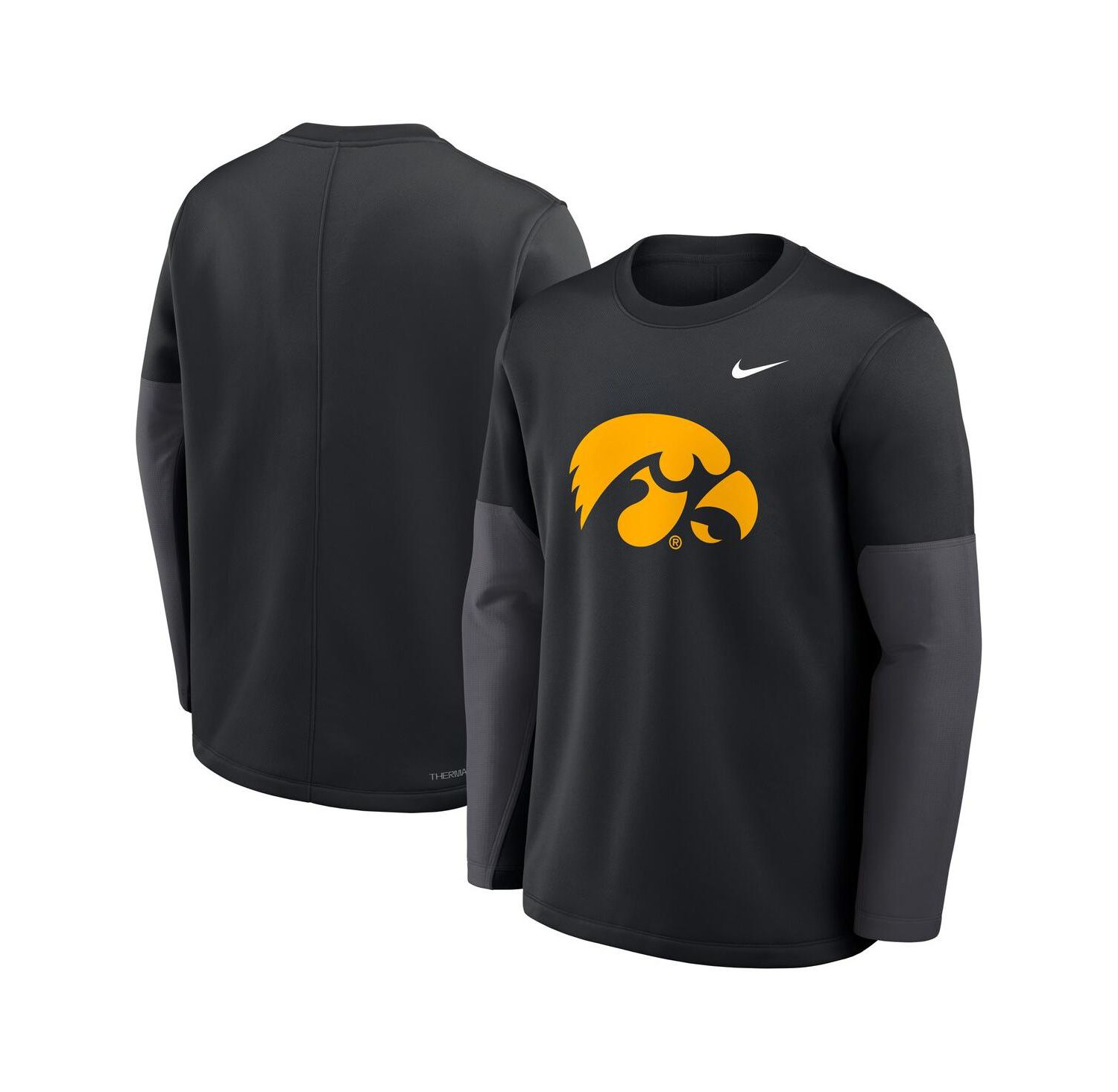 Men's Black Iowa Hawkeyes 2025 Sideline Coach Performance Long Sleeve T-Shirt