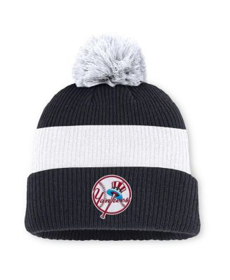 Nike - Men's Navy/White New York Yankees Cooperstown Collection Peak Standard Cuffed with Pom Knit Hat