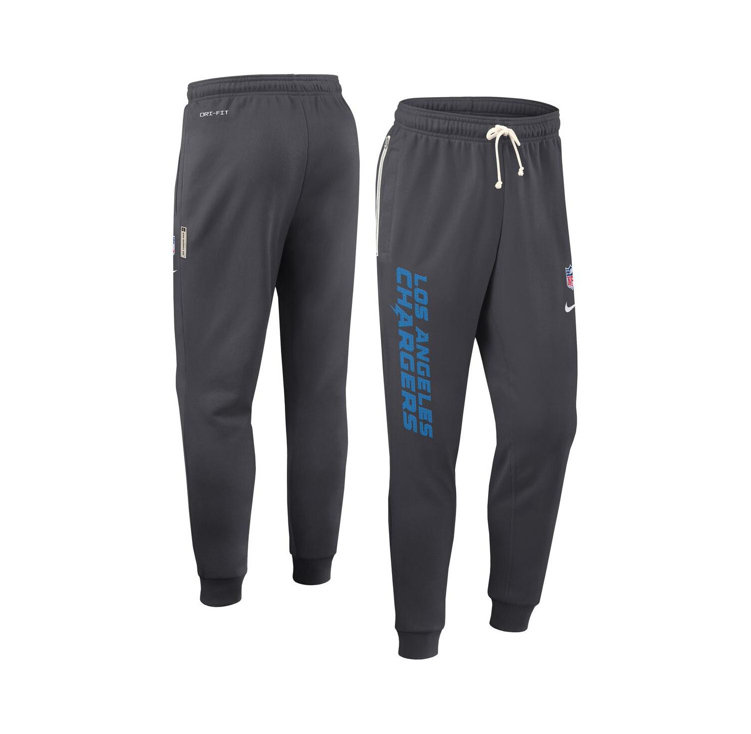 Men's Anthracite Los Angeles Chargers Sideline Ground Game Performance Taper Pants