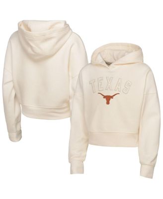 Outerstuff - Big Boys and Girls Cream Texas Longhorns Oversized Blitz Cropped Pullover Hoodie