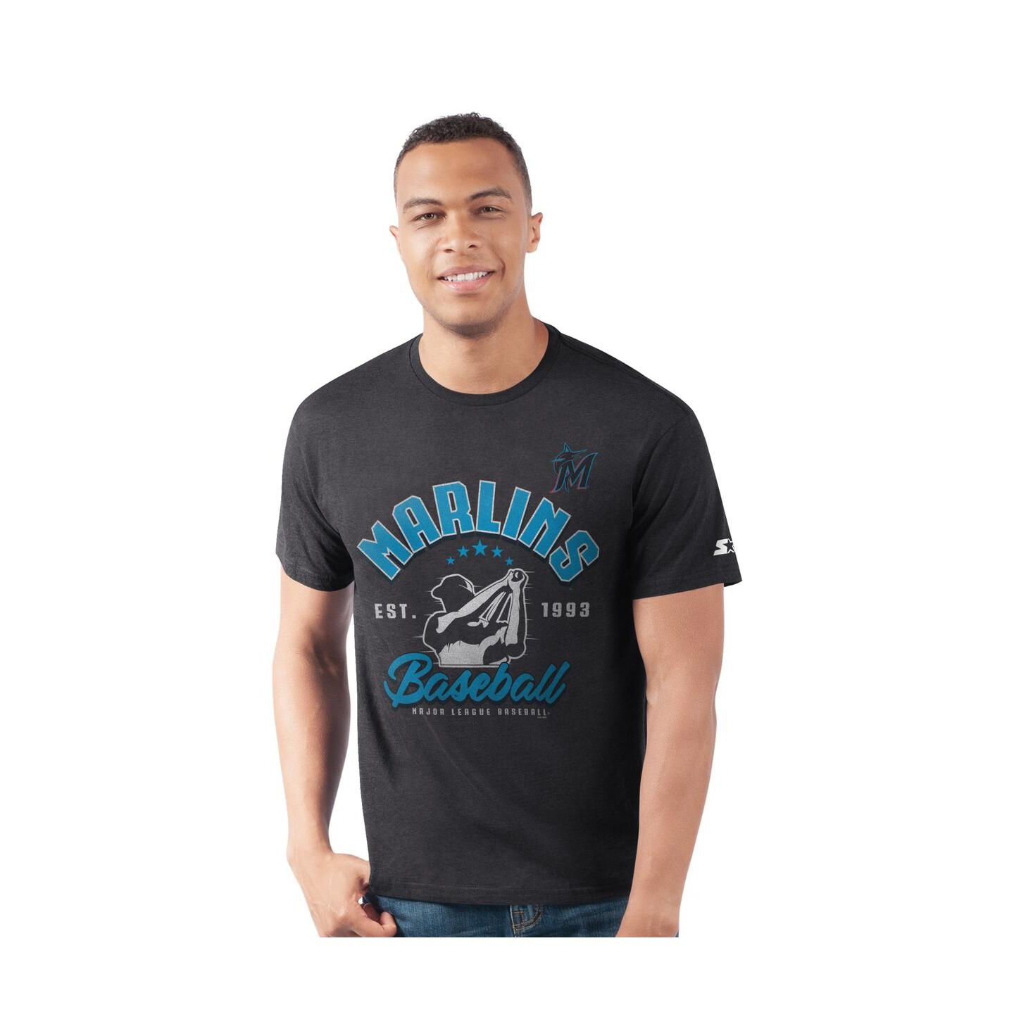 Мужская футболка Starter Black Miami Marlins Prime Time Batter — фото 1