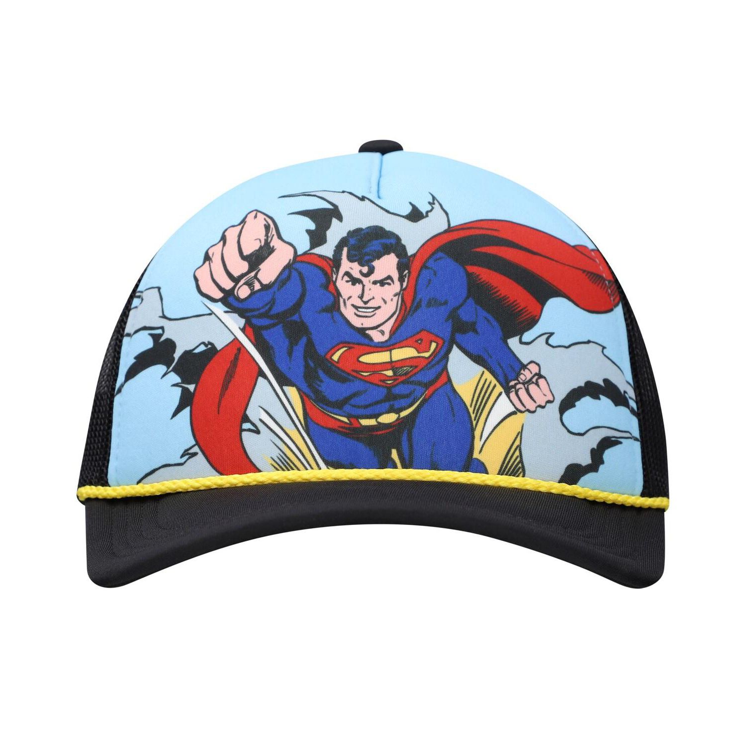 Men's and Women's Blue/Black Superman Graphic Foam Trucker Adjustable Hat