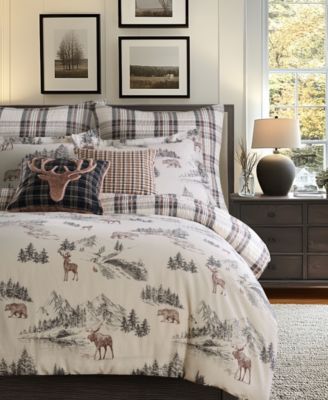 Home Lodge Toile Reversible 3-Pc. Duvet Cover Set, Queen