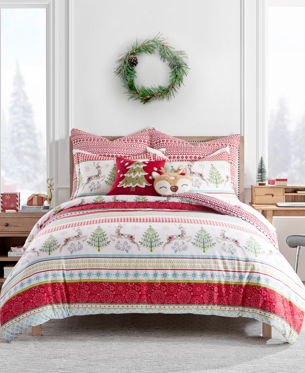 Levtex Home Merry And Bright Comet And Cupid Reversible 3-pc. Comforter Set, Full/queen In Red