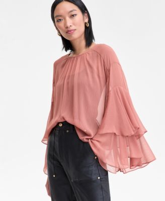 Women's Ruffle-Trim Bell-Sleeve Blouse, Macy's Exclusive